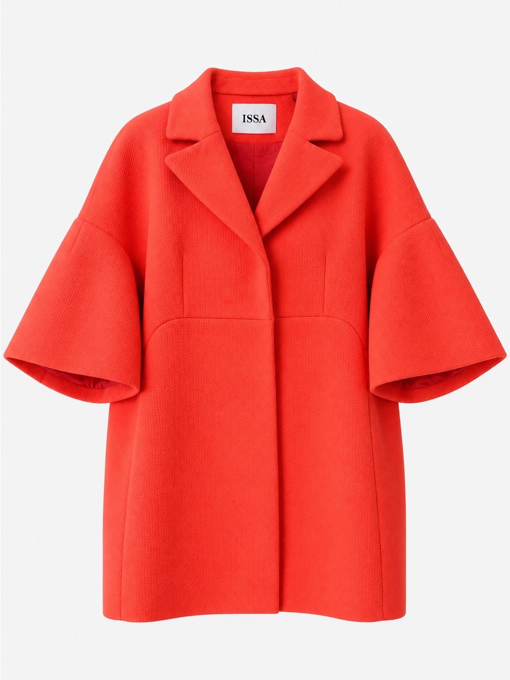 Red Short Sleeve Wool Coat